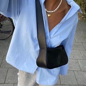 California Ivy Blue Collared Long Sleeve Button Down Blouse